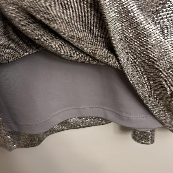 NWT Lauren Ralph Lauren silver shimmer cold shoulder dress 8P - Picture 6 of 6